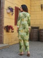 Ethnic Cotton Blend Co Ord Set | Casual Wear Pant Top Set | Fancy Co-Ord Set | Full Pair Set | Women Kurta Sets Kurtis | Women Kurta Pant Set | Coord Sets for Women | Green Top Pant Set - Image 2