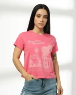 Women San Diego Vacation Printed Regular Fit Crew-Neck T-Shirt - Image 3